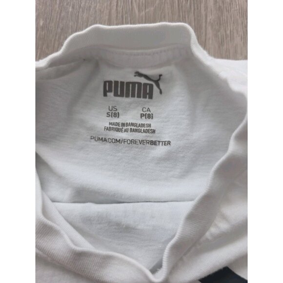 Puma Boys Size 8 Shirt Lot 2 Cotton Red Logo Tee White Athletic Top - Picture 11 of 15